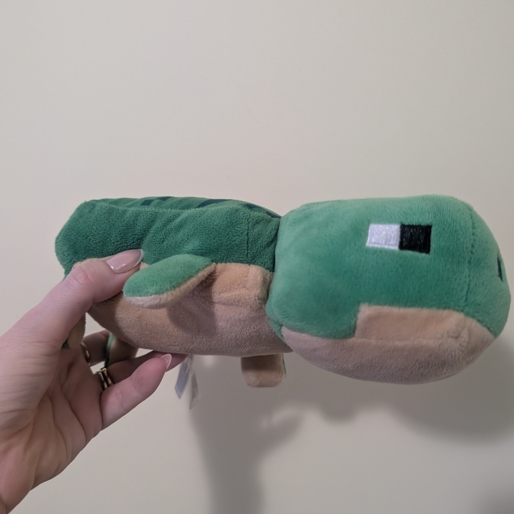 Pair Of Minecraft Pixel Plush Toy with Pink Hair and Green Turtle - Picture 4 of 11